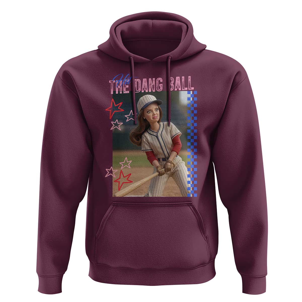 Hit The Dang Ball Funny Doll Baseball Graphic Hoodie Sassy Sports Fan Gift