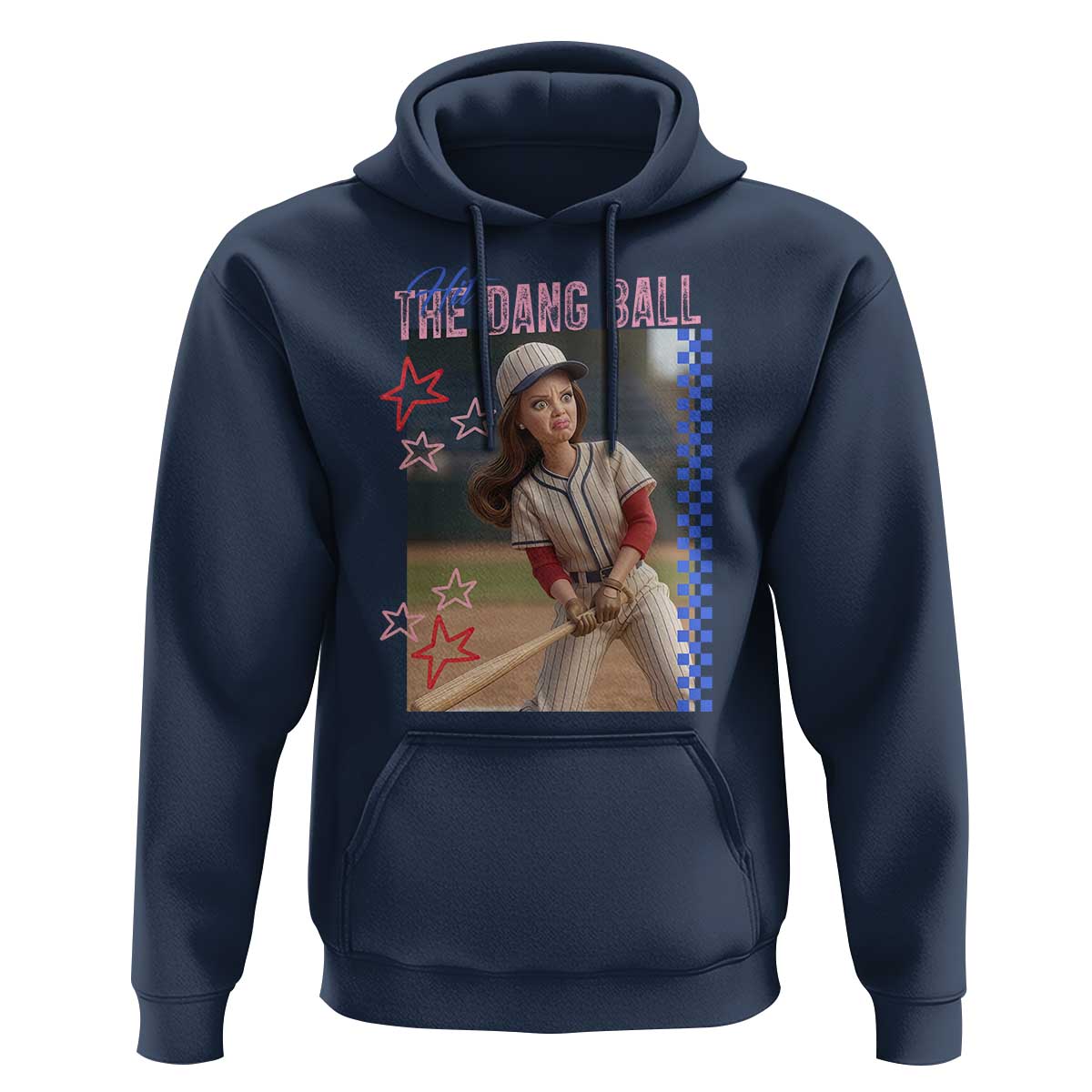 Hit The Dang Ball Funny Doll Baseball Graphic Hoodie Sassy Sports Fan Gift