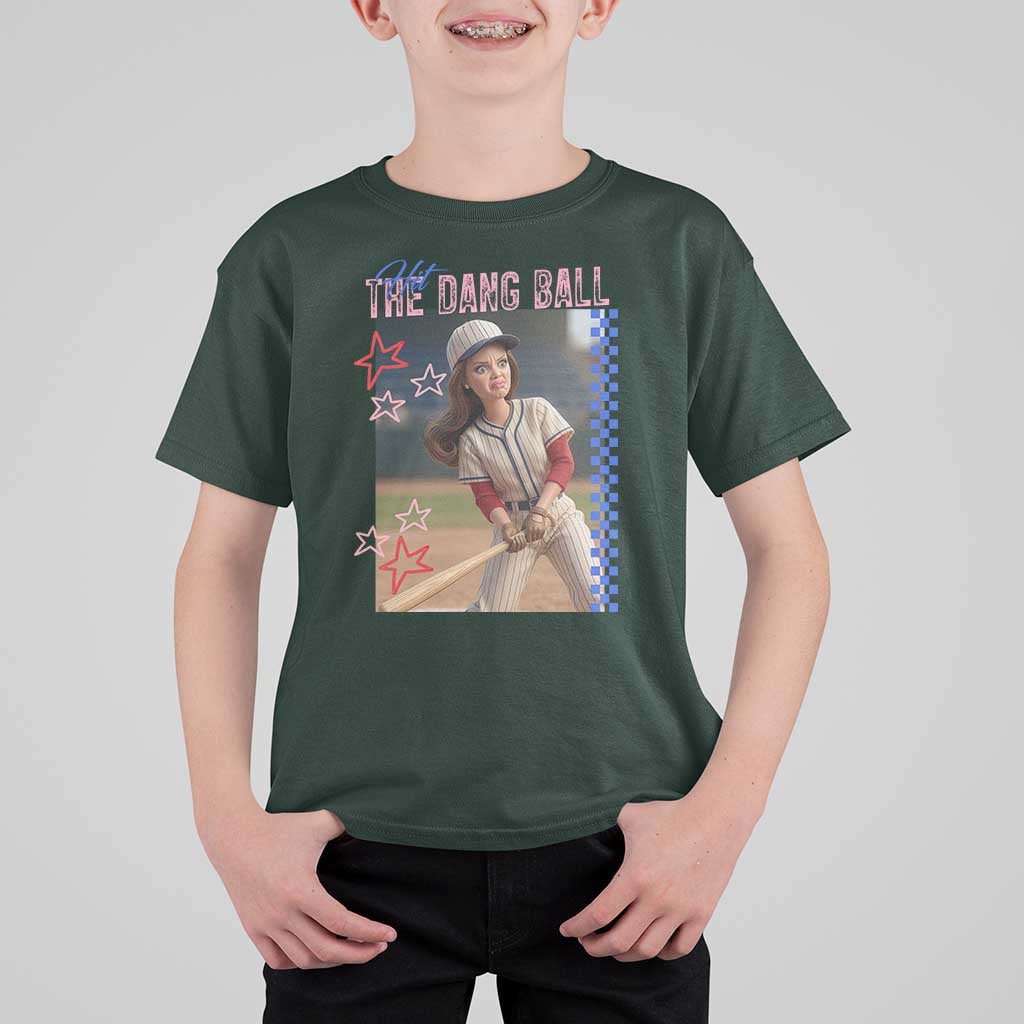 Hit The Dang Ball Funny Doll Baseball Graphic T Shirt For Kid Sassy Sports Fan Gift