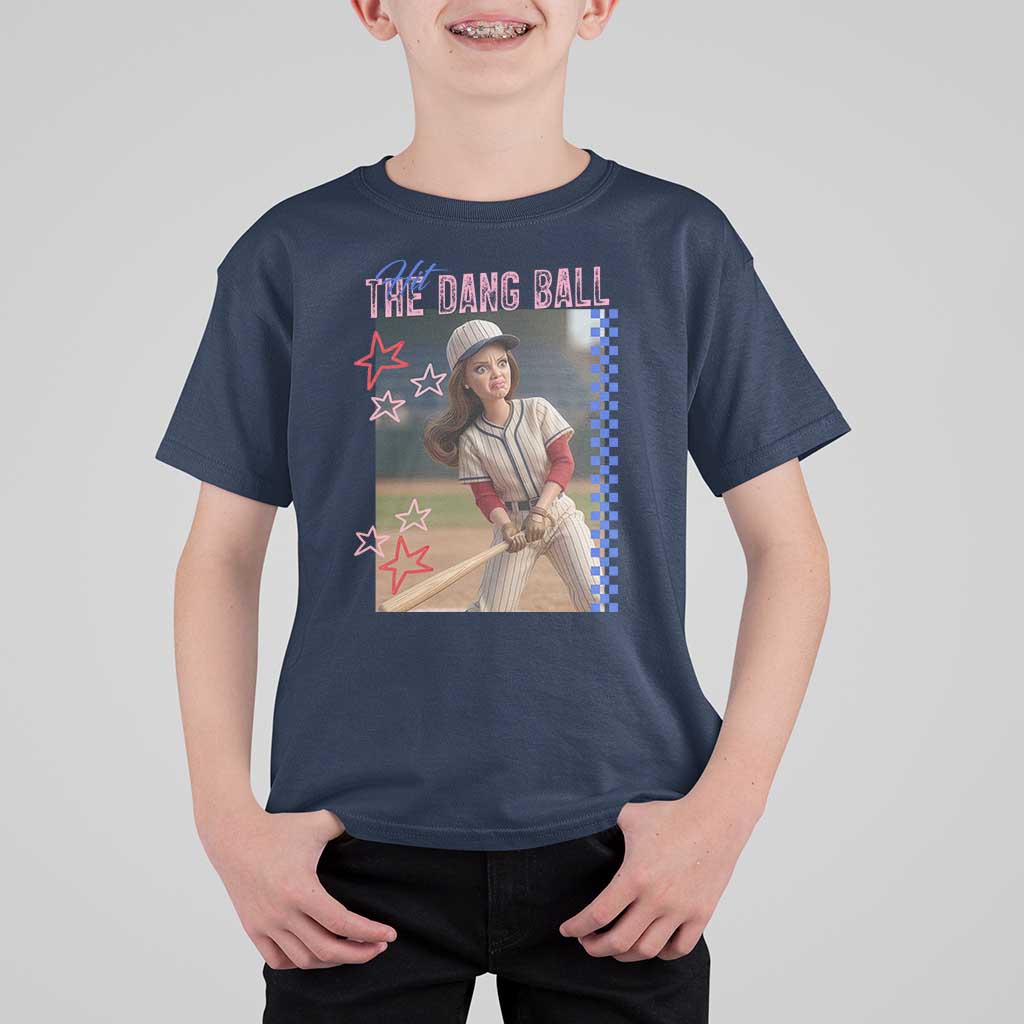 Hit The Dang Ball Funny Doll Baseball Graphic T Shirt For Kid Sassy Sports Fan Gift