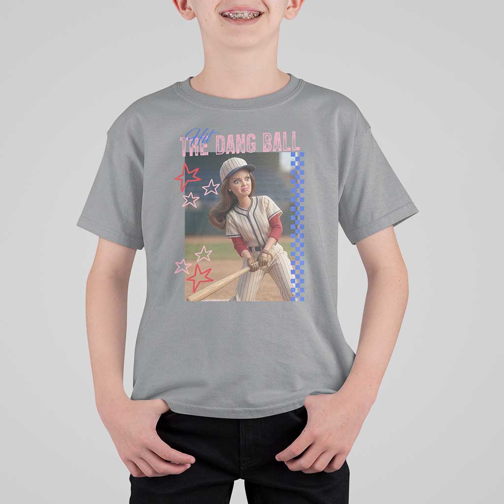 Hit The Dang Ball Funny Doll Baseball Graphic T Shirt For Kid Sassy Sports Fan Gift