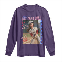 Hit The Dang Ball Funny Doll Baseball Graphic Long Sleeve Shirt Sassy Sports Fan Gift