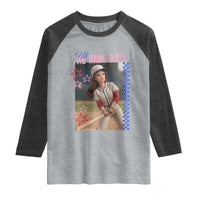 Hit The Dang Ball Funny Doll Baseball Graphic Raglan Shirt Sassy Sports Fan Gift