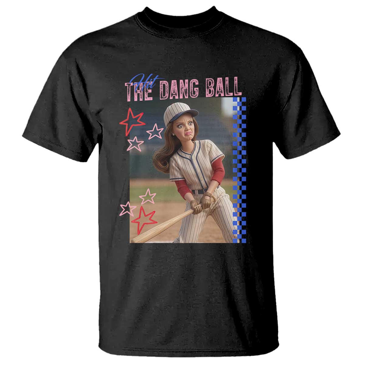Hit The Dang Ball Funny Doll Baseball Graphic T Shirt Sassy Sports Fan Gift