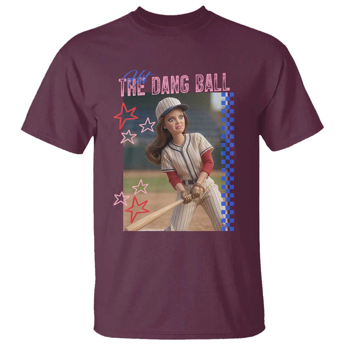 Hit The Dang Ball Funny Doll Baseball Graphic T Shirt Sassy Sports Fan Gift
