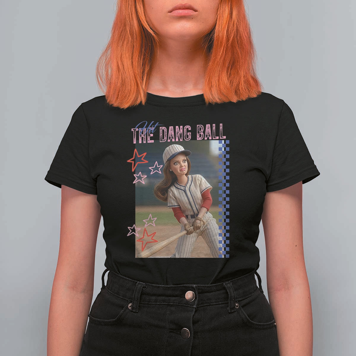 Hit The Dang Ball Funny Doll Baseball Graphic T Shirt For Women Sassy Sports Fan Gift