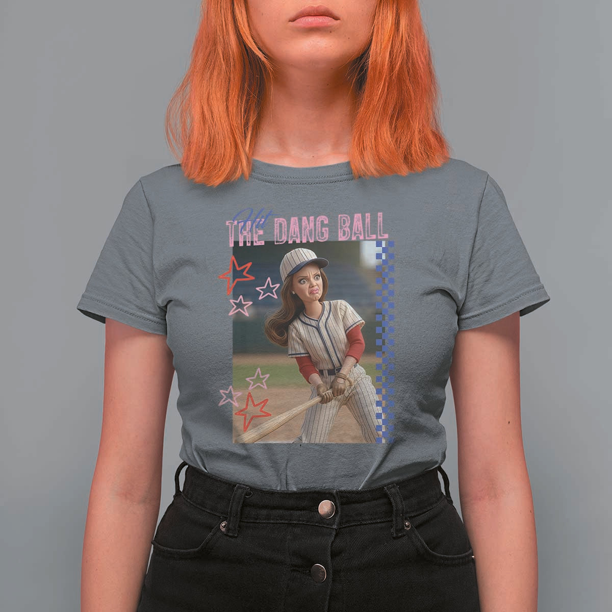 Hit The Dang Ball Funny Doll Baseball Graphic T Shirt For Women Sassy Sports Fan Gift