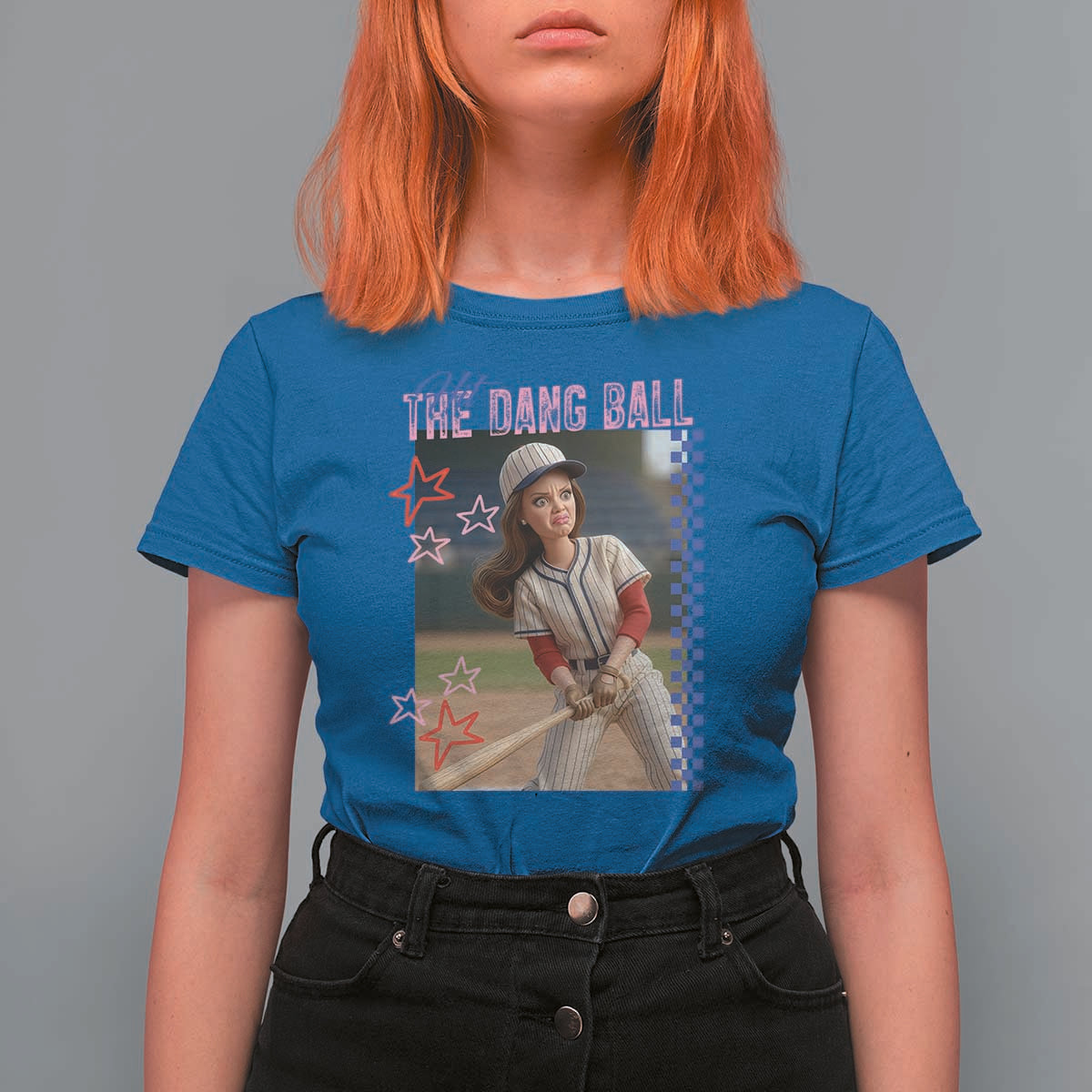 Hit The Dang Ball Funny Doll Baseball Graphic T Shirt For Women Sassy Sports Fan Gift