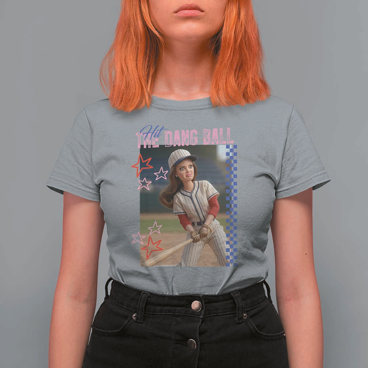 Hit The Dang Ball Funny Doll Baseball Graphic T Shirt For Women Sassy Sports Fan Gift