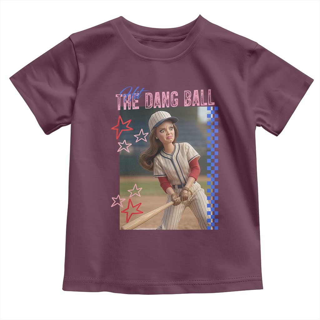 Hit The Dang Ball Funny Doll Baseball Graphic Toddler T Shirt Sassy Sports Fan Gift