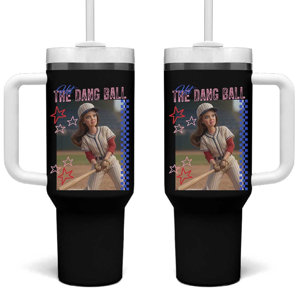 Hit The Dang Ball Funny Doll Baseball Graphic Tumbler With Handle Sassy Sports Fan Gift