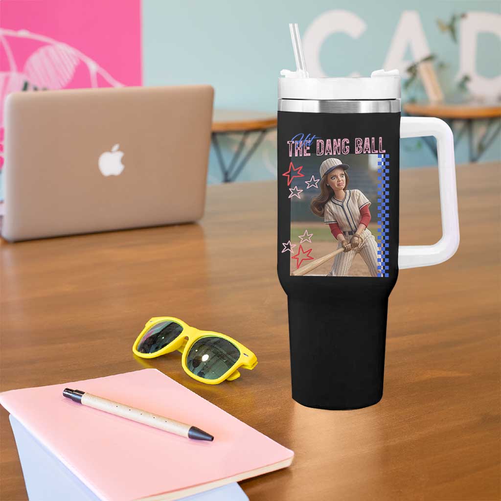 Hit The Dang Ball Funny Doll Baseball Graphic Tumbler With Handle Sassy Sports Fan Gift