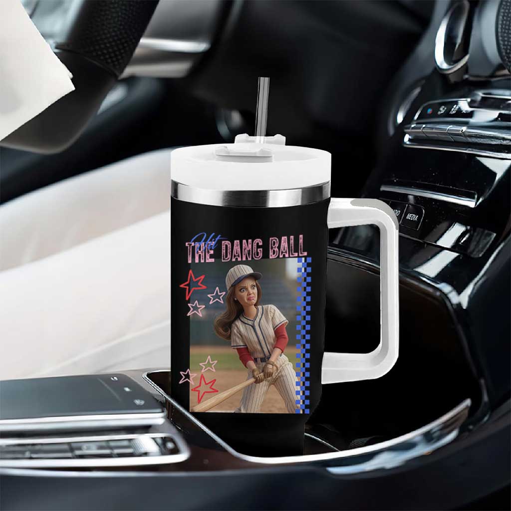Hit The Dang Ball Funny Doll Baseball Graphic Tumbler With Handle Sassy Sports Fan Gift