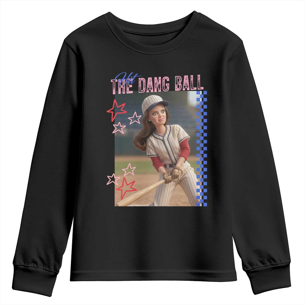 Hit The Dang Ball Funny Doll Baseball Graphic Youth Sweatshirt Sassy Sports Fan Gift