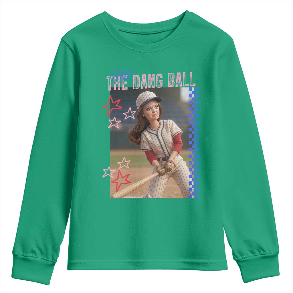 Hit The Dang Ball Funny Doll Baseball Graphic Youth Sweatshirt Sassy Sports Fan Gift