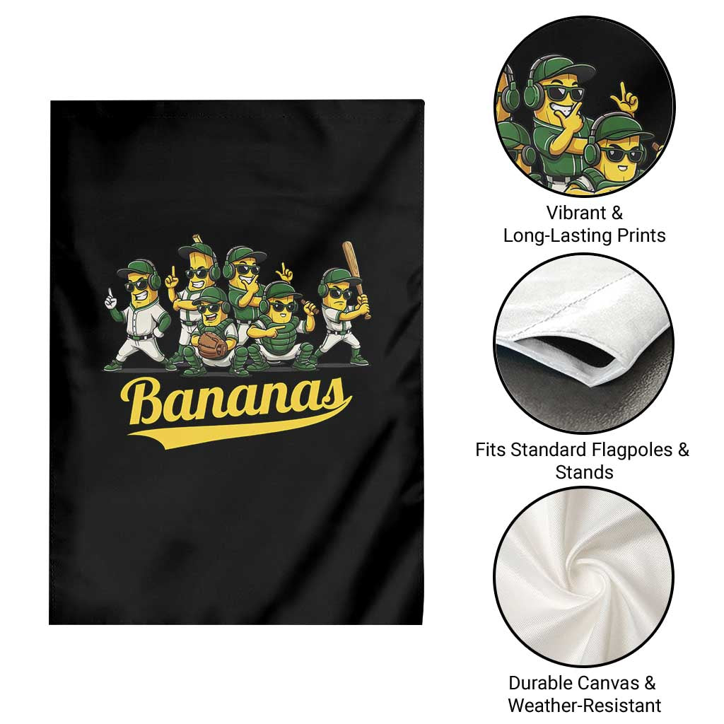 Cool Bananas Squad Playing Baseball Graphic Garden Flag for Sports Fans Entertainment