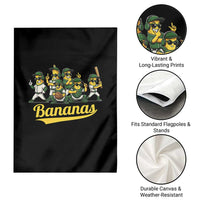 Cool Bananas Squad Playing Baseball Graphic Garden Flag for Sports Fans Entertainment
