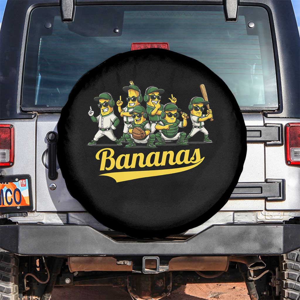 Cool Bananas Squad Playing Baseball Graphic Spare Tire Cover for Sports Fans Entertainment