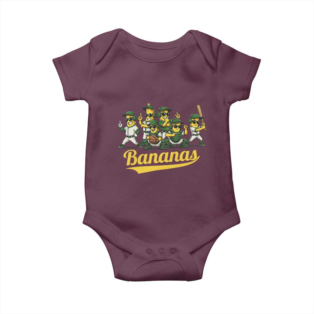 Cool Bananas Squad Playing Baseball Graphic Baby Onesie for Sports Fans Entertainment