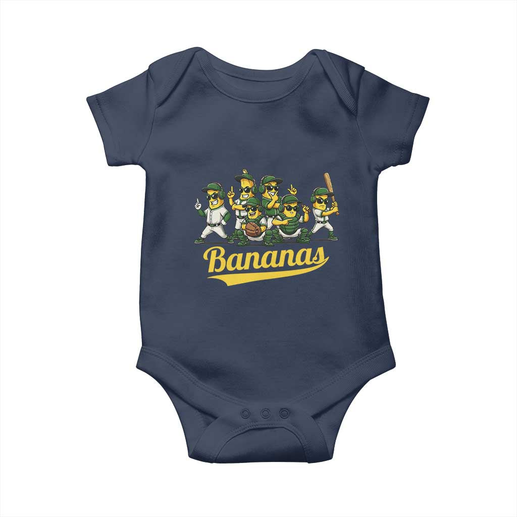 Cool Bananas Squad Playing Baseball Graphic Baby Onesie for Sports Fans Entertainment