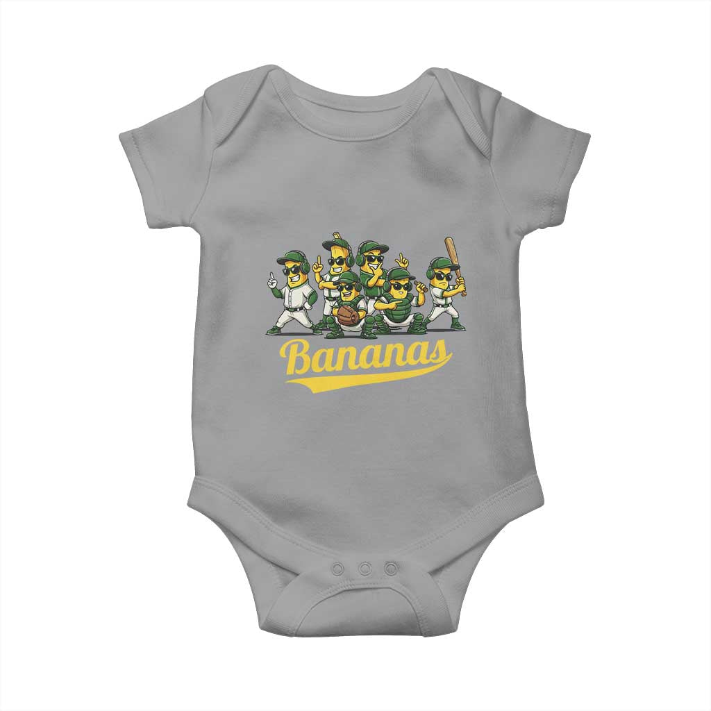Cool Bananas Squad Playing Baseball Graphic Baby Onesie for Sports Fans Entertainment