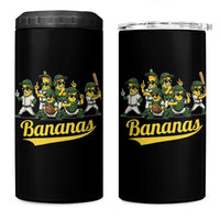 Cool Bananas Squad Playing Baseball Graphic 4 in 1 Can Cooler Tumbler for Sports Fans Entertainment