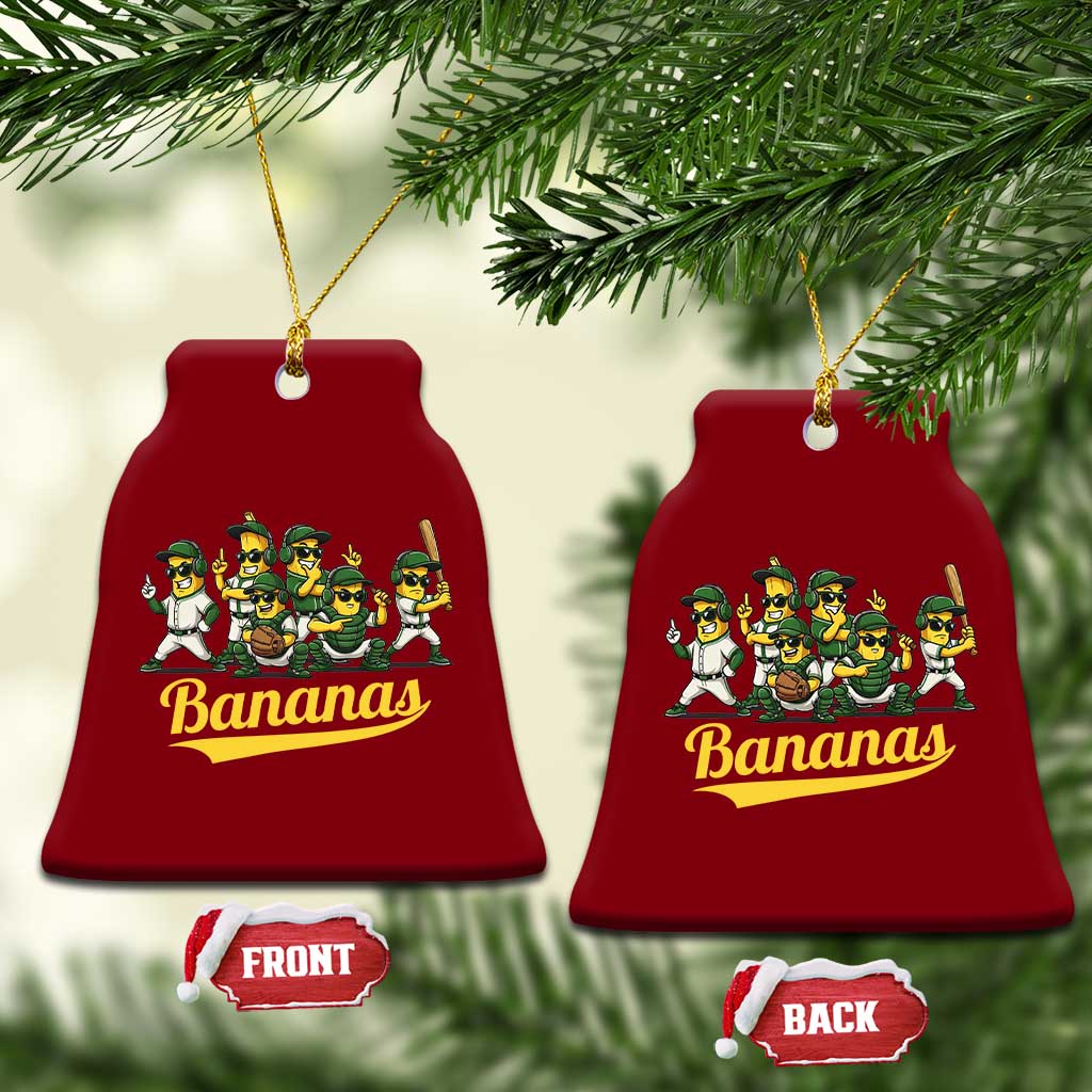 Cool Bananas Squad Playing Baseball Graphic Ceramic Ornament for Sports Fans Entertainment