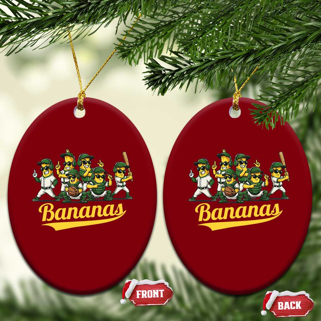 Cool Bananas Squad Playing Baseball Graphic Ceramic Ornament for Sports Fans Entertainment