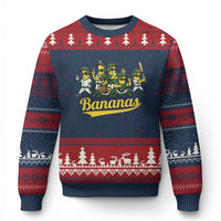 Cool Bananas Squad Playing Baseball Graphic Ugly Christmas Sweater for Sports Fans Entertainment