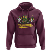 Cool Bananas Squad Playing Baseball Graphic Hoodie for Sports Fans Entertainment