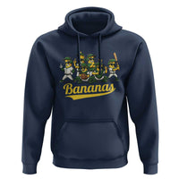 Cool Bananas Squad Playing Baseball Graphic Hoodie for Sports Fans Entertainment