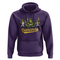 Cool Bananas Squad Playing Baseball Graphic Hoodie for Sports Fans Entertainment