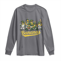 Cool Bananas Squad Playing Baseball Graphic Long Sleeve Shirt for Sports Fans Entertainment