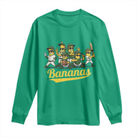 Cool Bananas Squad Playing Baseball Graphic Long Sleeve Shirt for Sports Fans Entertainment