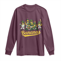Cool Bananas Squad Playing Baseball Graphic Long Sleeve Shirt for Sports Fans Entertainment