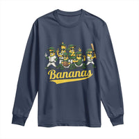 Cool Bananas Squad Playing Baseball Graphic Long Sleeve Shirt for Sports Fans Entertainment