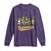 Cool Bananas Squad Playing Baseball Graphic Long Sleeve Shirt for Sports Fans Entertainment