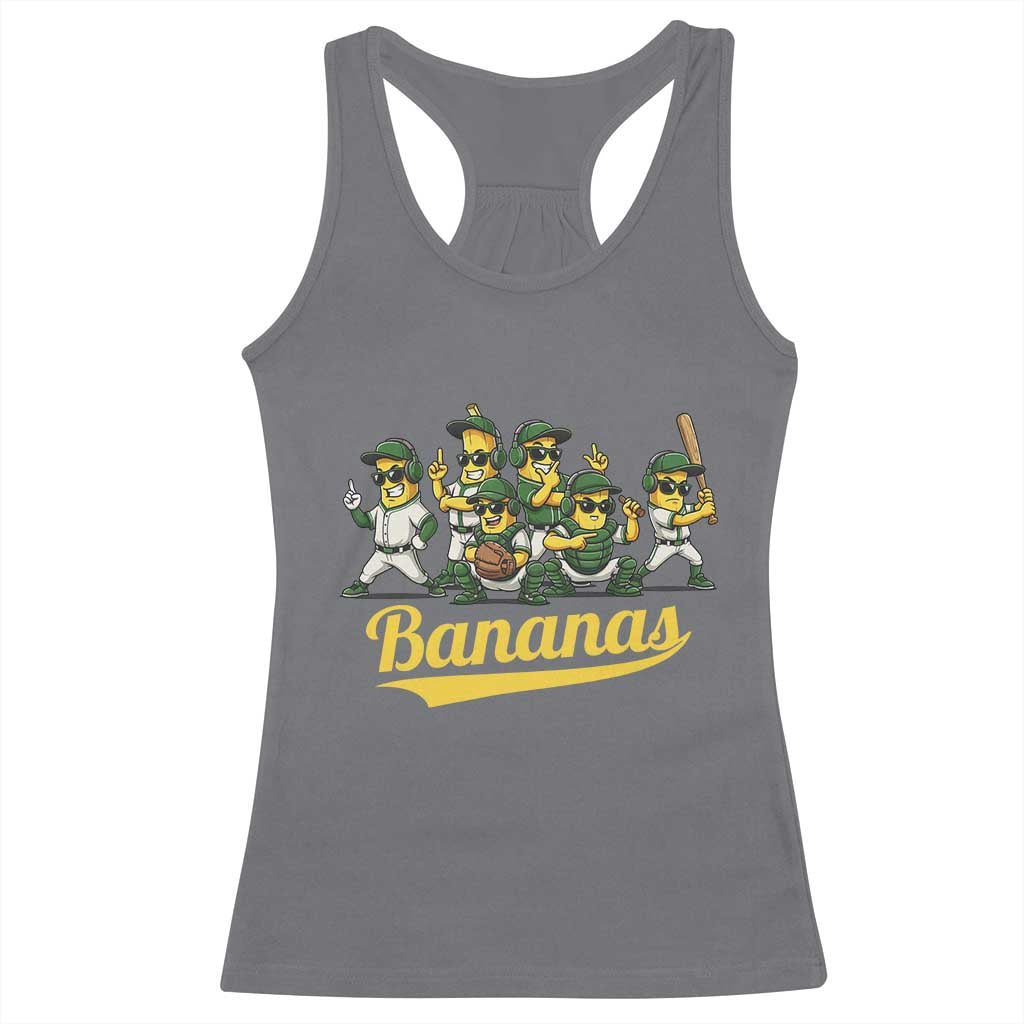 Cool Bananas Squad Playing Baseball Graphic Racerback Tank Top for Sports Fans Entertainment