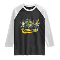 Cool Bananas Squad Playing Baseball Graphic Raglan Shirt for Sports Fans Entertainment