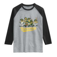 Cool Bananas Squad Playing Baseball Graphic Raglan Shirt for Sports Fans Entertainment