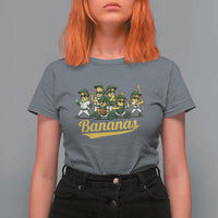 Cool Bananas Squad Playing Baseball Graphic T Shirt For Women for Sports Fans Entertainment
