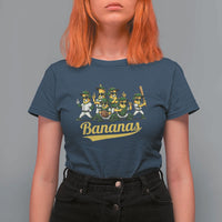 Cool Bananas Squad Playing Baseball Graphic T Shirt For Women for Sports Fans Entertainment