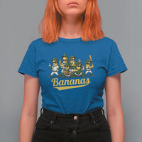 Cool Bananas Squad Playing Baseball Graphic T Shirt For Women for Sports Fans Entertainment