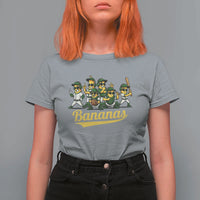 Cool Bananas Squad Playing Baseball Graphic T Shirt For Women for Sports Fans Entertainment