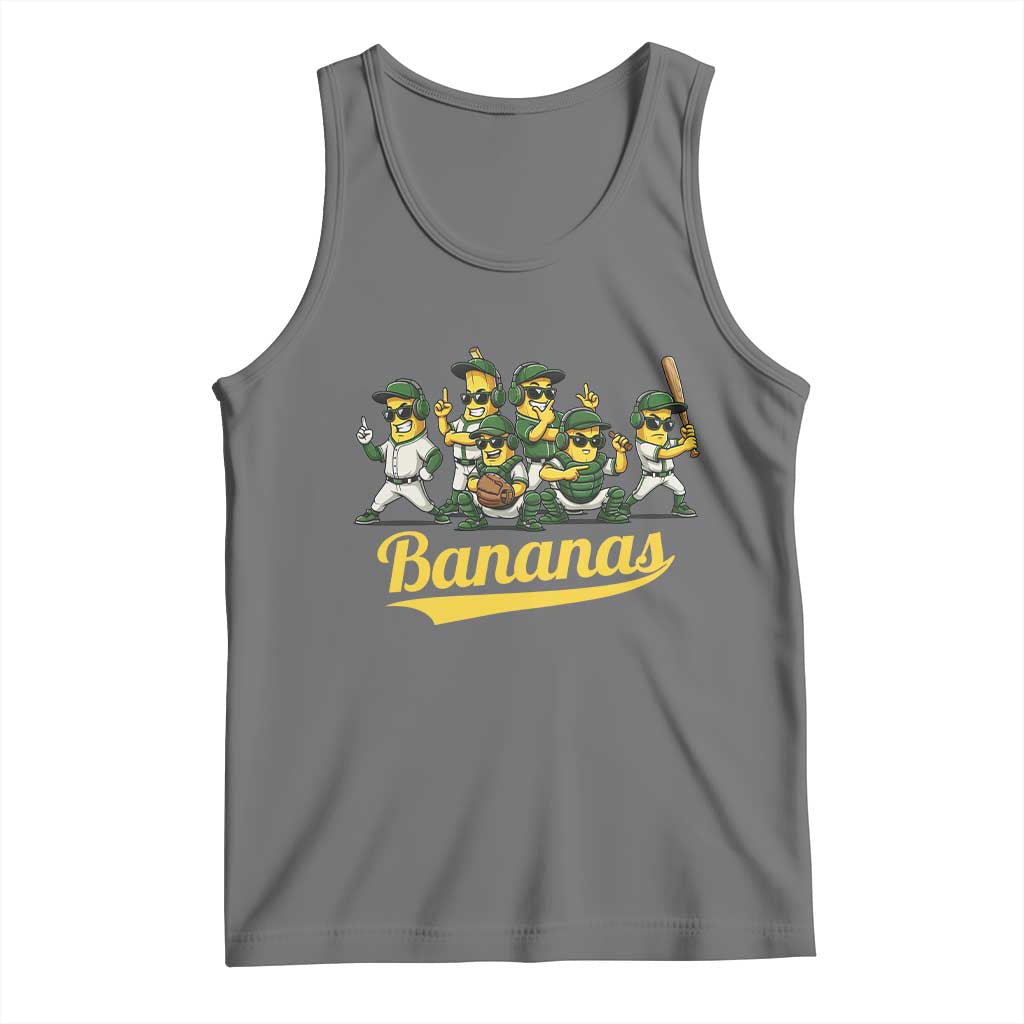 Cool Bananas Squad Playing Baseball Graphic Tank Top for Sports Fans Entertainment