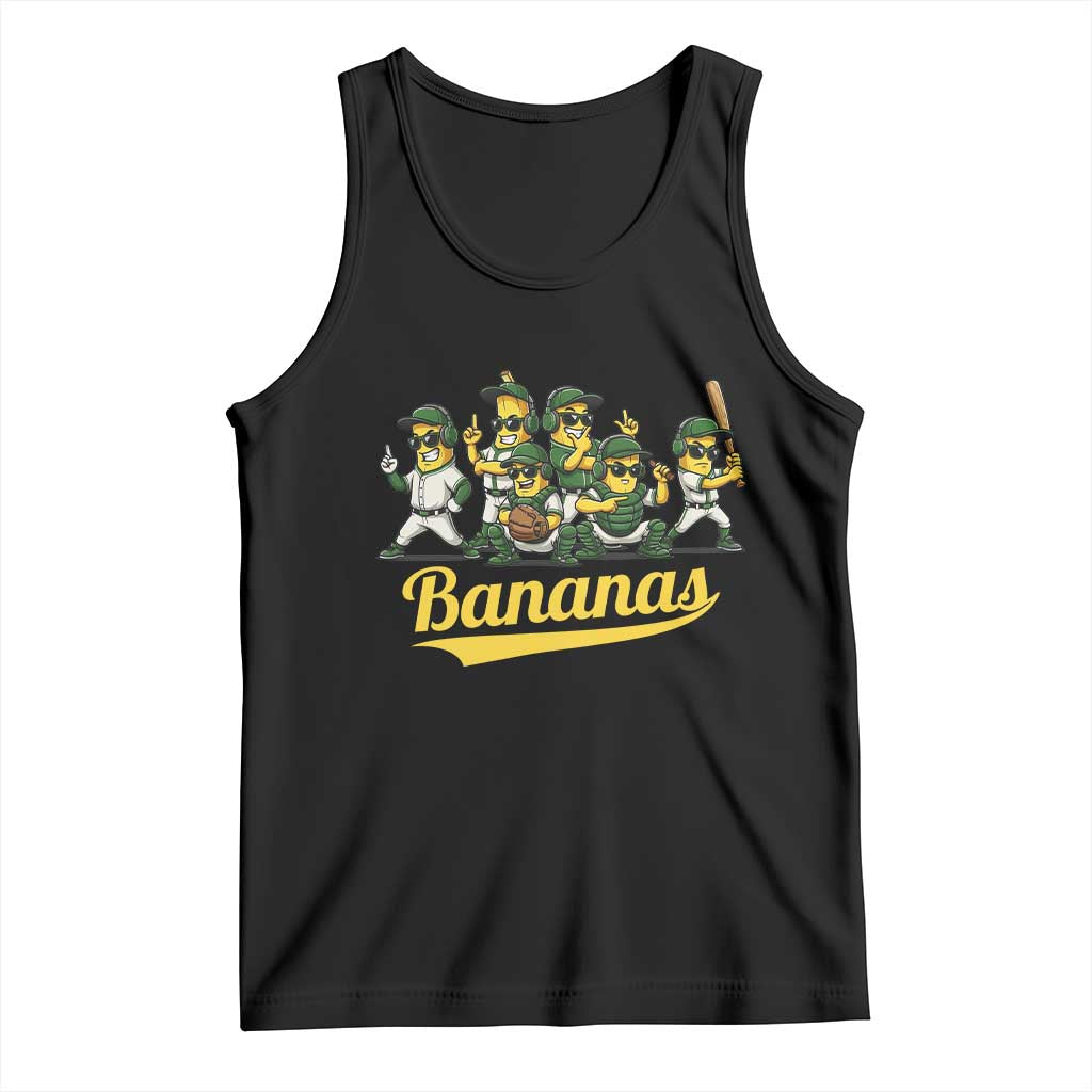 Cool Bananas Squad Playing Baseball Graphic Tank Top for Sports Fans Entertainment