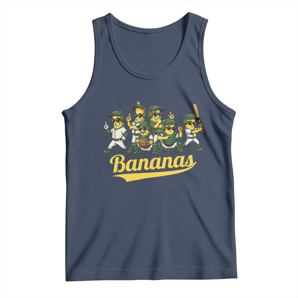 Cool Bananas Squad Playing Baseball Graphic Tank Top for Sports Fans Entertainment