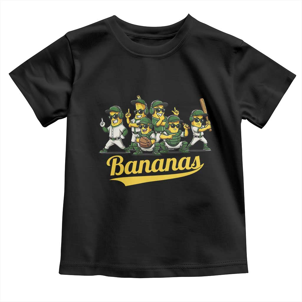 Cool Bananas Squad Playing Baseball Graphic Toddler T Shirt for Sports Fans Entertainment