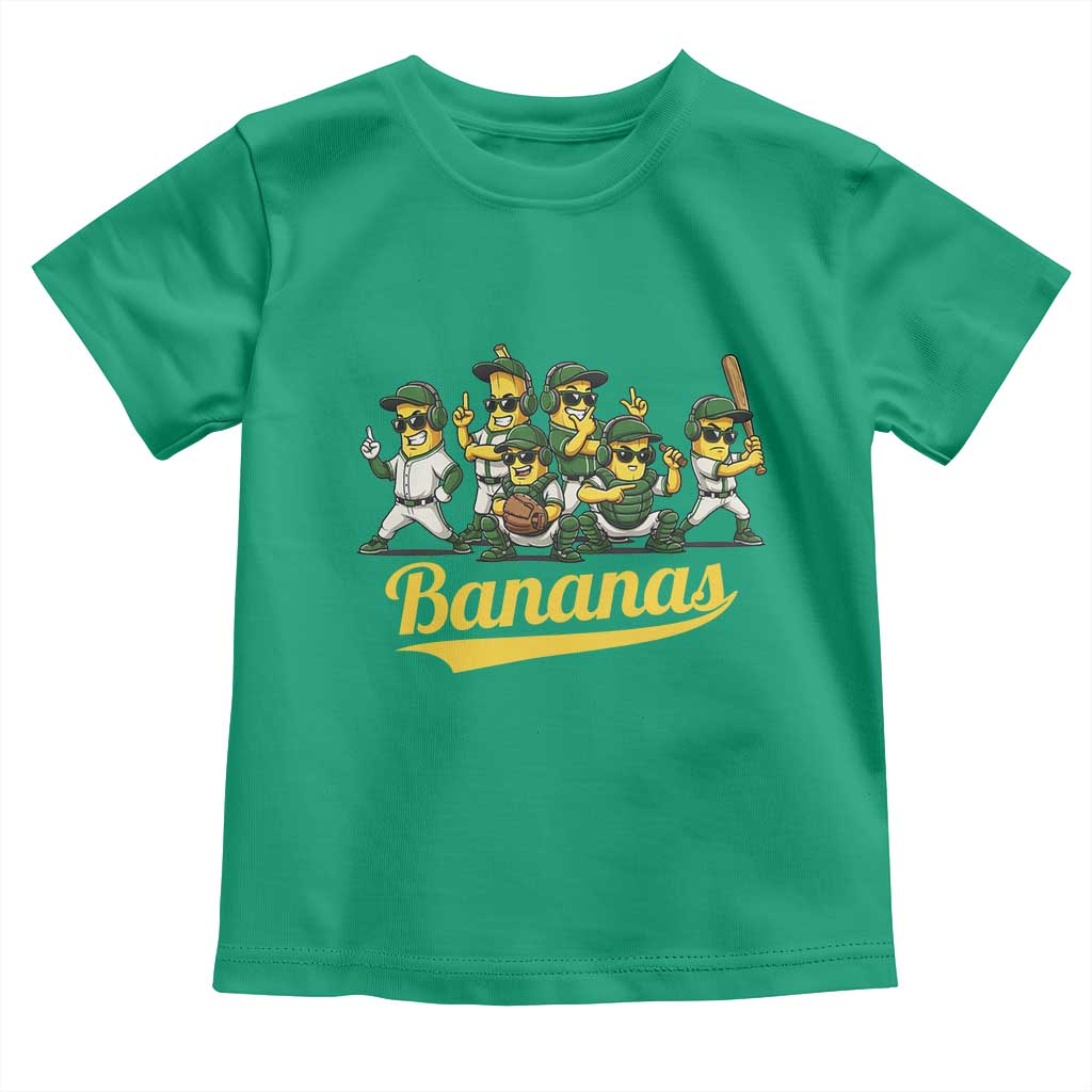 Cool Bananas Squad Playing Baseball Graphic Toddler T Shirt for Sports Fans Entertainment