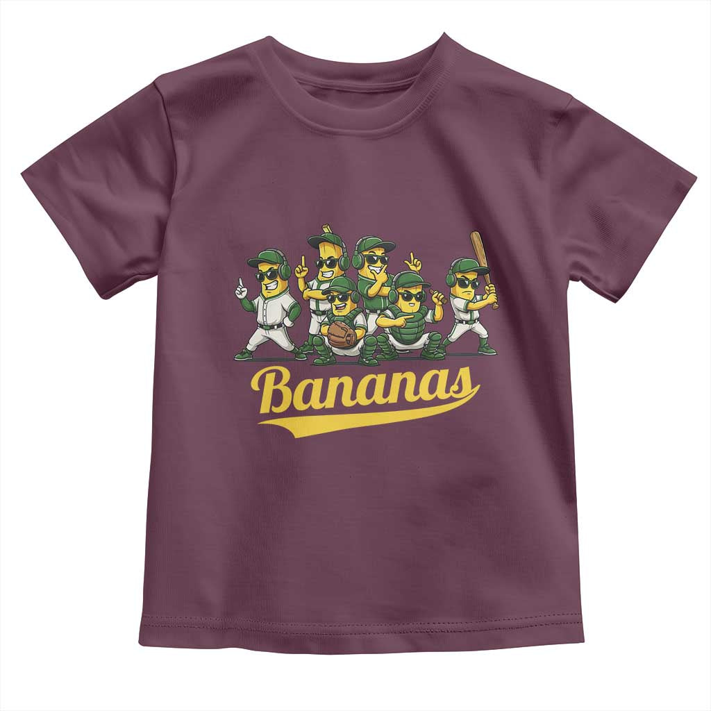 Cool Bananas Squad Playing Baseball Graphic Toddler T Shirt for Sports Fans Entertainment